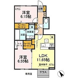 Ｆａｏｎ　Ｇｒａｃｅ（ファン　グラース） 1階2LDKの間取り