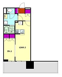 レーベン小田原THE　TOWER 5階1LDKの間取り