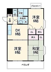プリマヴェーラＳＡＫＵＲＡ弐番館 1階3DKの間取り