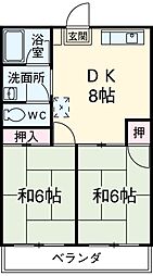 コーポ吉野 3階2DKの間取り