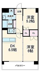 エルマーナ 3階2DKの間取り