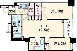 サンクタス吉祥寺ハートランド 5階2LDKの間取り