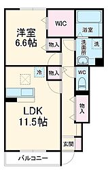 Ｅａｓｔ　Ｔｏｗｎ　Ｂ 1階1LDKの間取り
