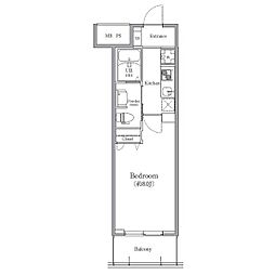 エルプレイス京橋 2階1Kの間取り
