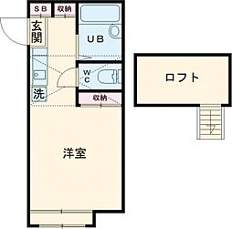 シャトレＫ 1階ワンルームの間取り