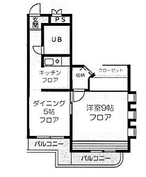 ラ・セゾンヨコハマ 1階1DKの間取り
