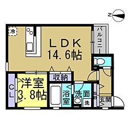 LeGioie新瑞橋駅 3階1LDKの間取り