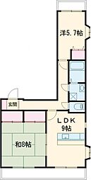 キャッスルパレス平井 3階2LDKの間取り