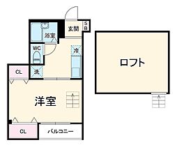 ユーベ今福 2階1Kの間取り