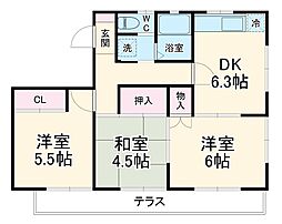 アーバンヒルズ習志野台 1階3DKの間取り