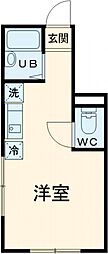 アートヒルズ若葉町 1階ワンルームの間取り
