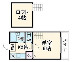 ロフティー稲田堤 1階1Kの間取り