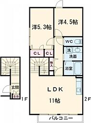 Ｎ 2階2LDKの間取り