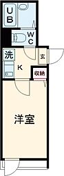 APT西新井 3階1Kの間取り