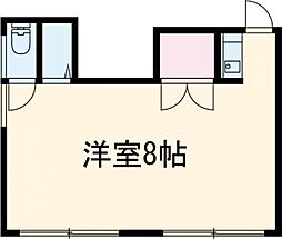 パンセC 1階ワンルームの間取り