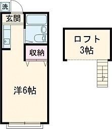 コーポオリンピア 2階ワンルームの間取り