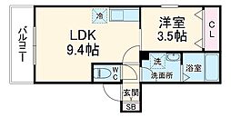 (仮称)ジーメゾン草刈エルペシア 1階1LDKの間取り