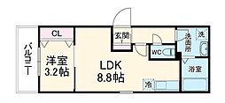 (仮称)ジーメゾン知立草刈 3階1LDKの間取り