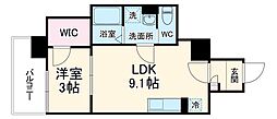 エクスフォート京都聚楽町 2階1LDKの間取り