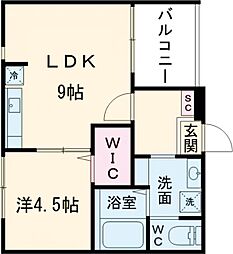 ボヌール太秦 1階1LDKの間取り