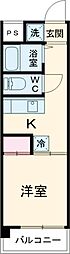 井の頭グリーンハイム 3階1Kの間取り