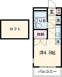 京王線 つつじヶ丘駅 徒歩8分の賃貸アパート 2階ワンルームの間取り