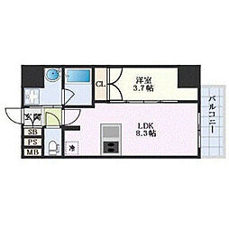 ディアレイシャス名古屋浄心 12階1LDKの間取り