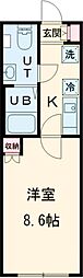 スカイラシクラス平和台 2階1Kの間取り