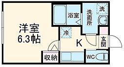 Ｃｒｅｃｉａ二宮 2階1Kの間取り