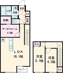 ＣＯＥＵＲ　ＢＬＡＮＣ西荻窪 3階2SLDKの間取り