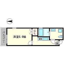 ドーリアKYOTO大宮 4階1Kの間取り