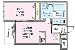 アイルグランデ赤羽 2階1LDKの間取り