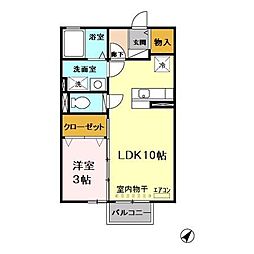 グランドソレイユ 2階1LDKの間取り