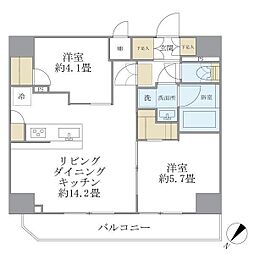 アジールコート町屋 5階2LDKの間取り