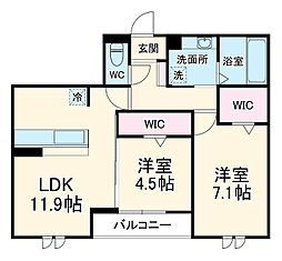 メゾン・ロワール 2階2LDKの間取り