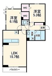 メゾン・ロワール 2階2LDKの間取り