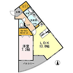 パラボリカ 2階1LDKの間取り