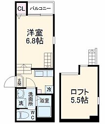 ハーモニーテラス野田III 1階1Kの間取り