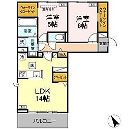 レジデンス大府駅サウス 1階2LDKの間取り