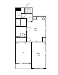 桜新町壱番館 2階2LDKの間取り