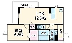 アルカディア東船橋 3階1LDKの間取り