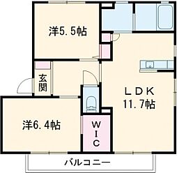 メゾン・シャルム　Ｍ 2階2LDKの間取り