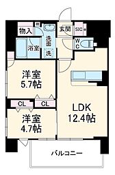 Moruan Residence 3階2LDKの間取り