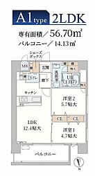 Moruan Residence 6階2LDKの間取り