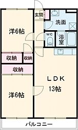 エーデルハイム 2階2LDKの間取り
