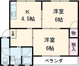 開田マンション 301 3階2DKの間取り