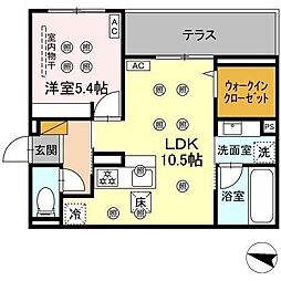 スリーレイヤー柏の葉(Three　Lyaer柏の葉) 101 1階1LDKの間取り