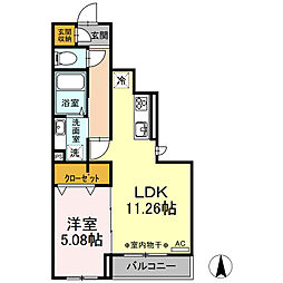 I’ｓガーデン 1階1LDKの間取り
