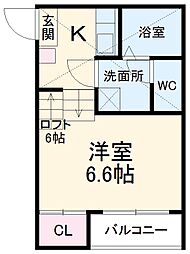 Ｃｕｐｒｅ　ＯＳＯＮＥ 2階1Kの間取り