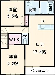 JR高崎線 新町駅 5.1kmの賃貸アパート 2階2LDKの間取り